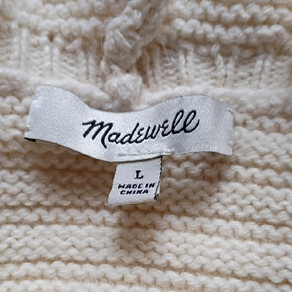 Madewell Women's Ruffle Pullover Cream Knit Sweater Size L - Picture 8 of 11